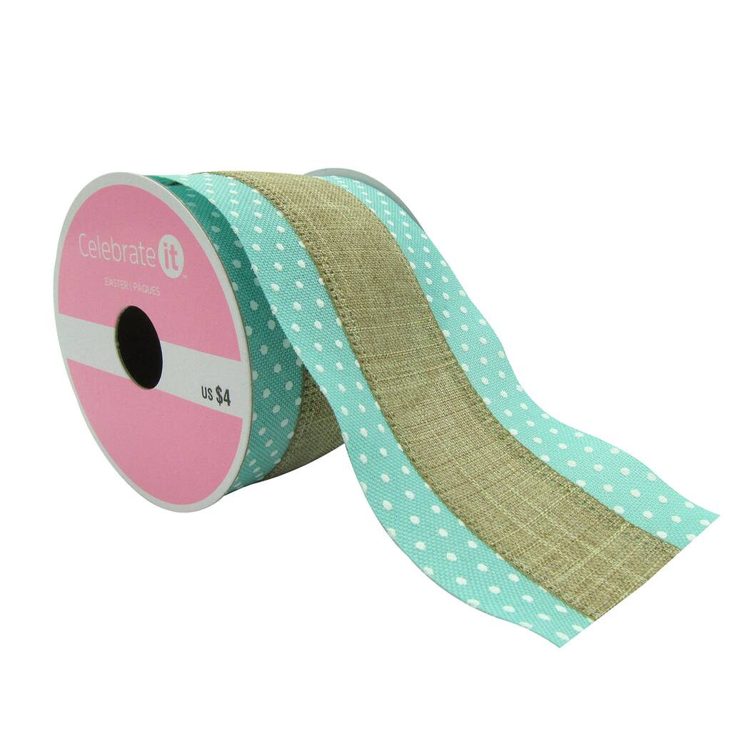 Buy The 2 5 Faux Linen Wired Dots Ribbon By Celebrate It Easter